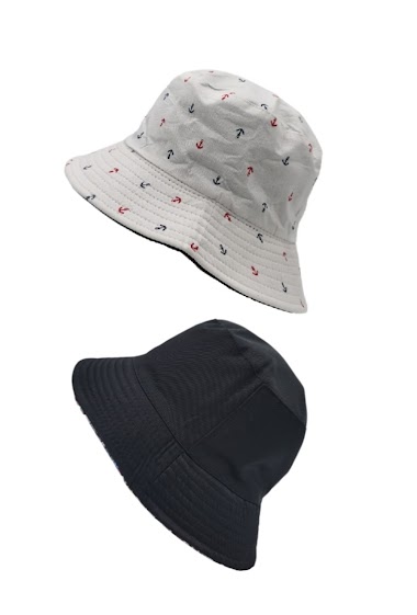 Wholesaler M&P Accessoires - Unisex reversible bucket hat with sailor anchor print