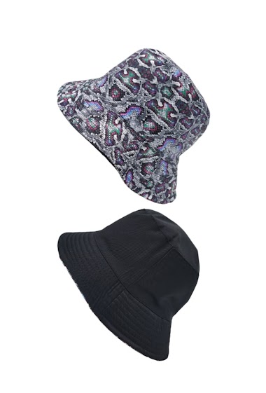Wholesaler M&P Accessoires - Snake print unisex reversible bucket hat