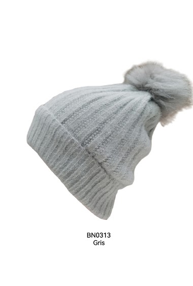 Wholesaler M&P Accessoires - Fleece-lined cuffed beanie with pompom