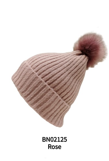 Wholesaler M&P Accessoires - Fleece-lined cuffed beanie with pompom