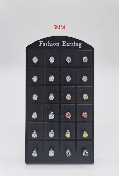 Wholesaler M&P Accessoires - Earrings piercing classic 5 MM blister 12 pairs