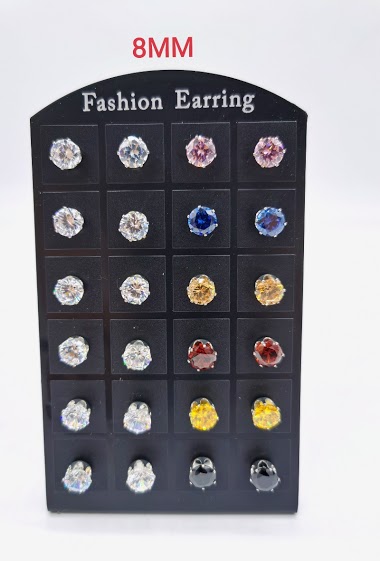 Wholesaler M&P Accessoires - Earrings piercing classic 8 MM blister 12 pairs