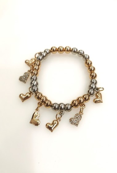 Grossiste M&P Accessoires - Bracelet élastique en métal fantaisie avec charms