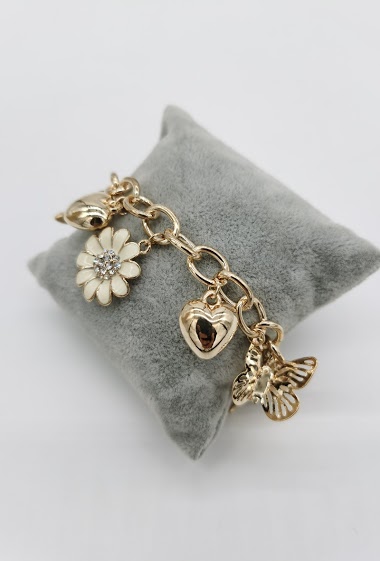 Großhändler M&P Accessoires - Gold link bracelet with charms