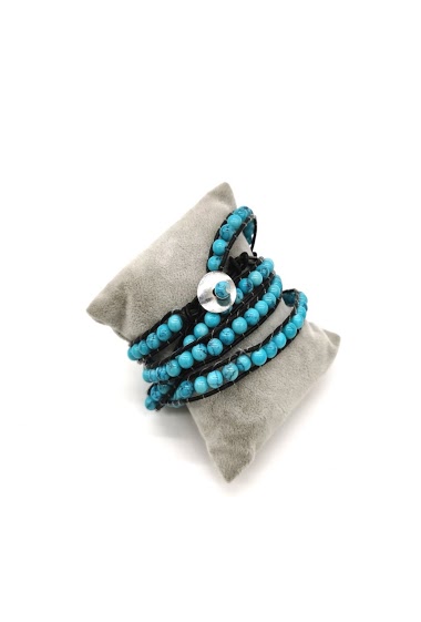 Grossiste M&P Accessoires - Bracelet multi-tours avec perles bleu