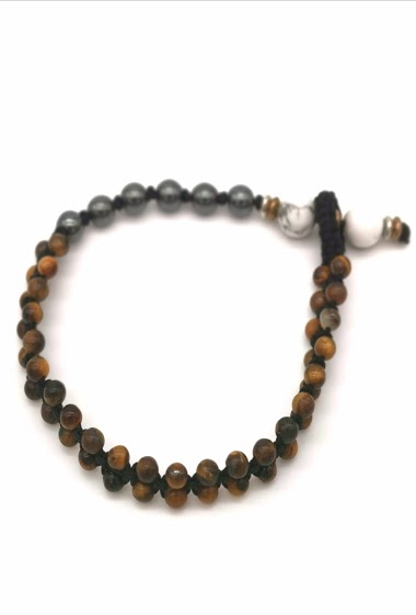 Wholesaler M&P Accessoires - Hand-woven bracelet with natural stones
