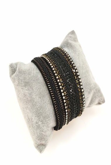 Grossiste M&P Accessoires - Bracelet brésilien simili cuir avec strass et tresse