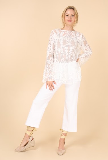 Grossiste M&P Accessoires - Tunique blouse dentelle transparente