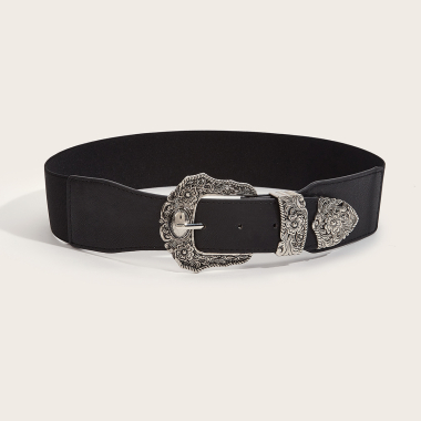 Wholesaler M&P Accessoires - Elastic raffia belt with round buckle