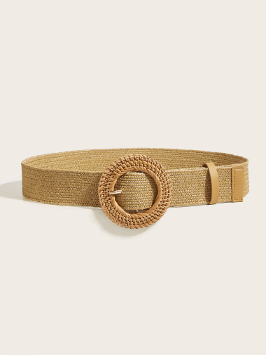 Mayorista M&P Accessoires - Cinturón elástico de rafia con hebilla redonda