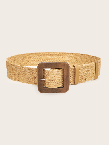 Wholesaler M&P Accessoires - Elastic raffia belt with round buckle