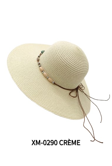 Wholesaler M&P Accessoires - Straw hat with pearl and shell deco rope