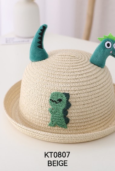 Children's straw hat with dinosaur