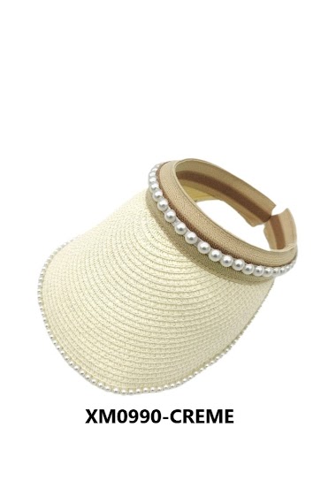 Visor straw hat with pearl