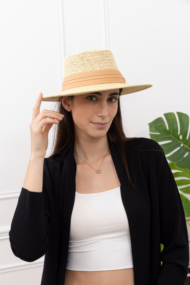 Mayorista M&P Accessoires - Sombrero rígido imitación paja con cinta trenzada