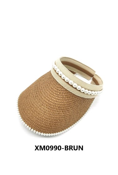 Visor straw hat with pearl