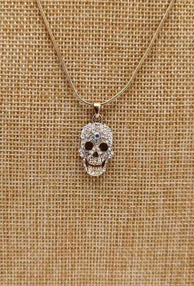 Grossiste M&P Accessoires - Collier en métal fantaisie pendentif tête de mort