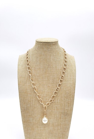 Grossiste M&P Accessoires - Collier chaîne maille avec pendentif perle