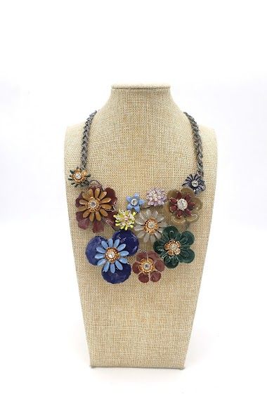 Grossiste M&P Accessoires - Collier métal fantaisie fleurs