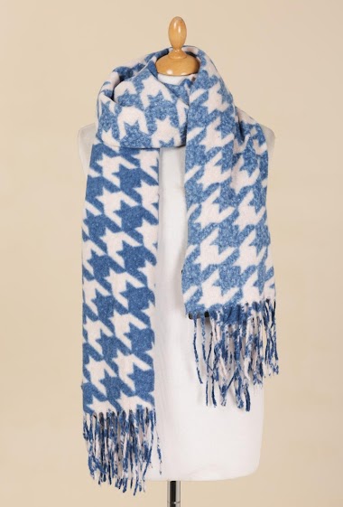 Wholesaler M&P Accessoires - Fringed scarf with houndstooth check print