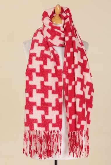 Wholesaler M&P Accessoires - Check print fringed scarf