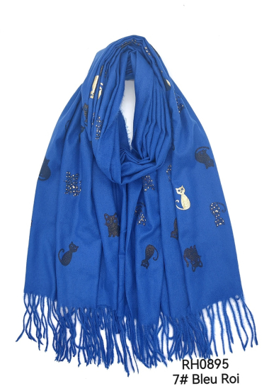 Großhändler M&P Accessoires - Schal mit Katzenmuster und Vergoldung