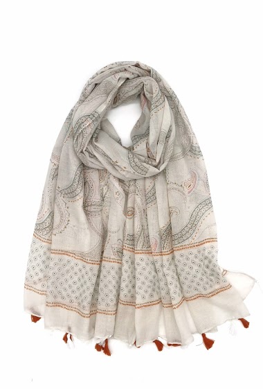 Großhändler M&P Accessoires - Printed scarf with two-tone tassels