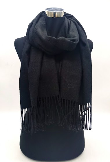 Grossiste M&P Accessoires - Echarpe chaude épaisse hiver unie avec franges 200*70 cm