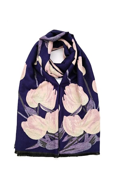 Wholesaler M&P Accessoires - Double-sided tulip flower print scarf