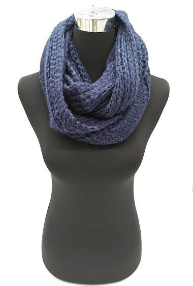 Wholesaler M&P Accessoires - Snood double wrap acrylic knit scarf with metallic thread