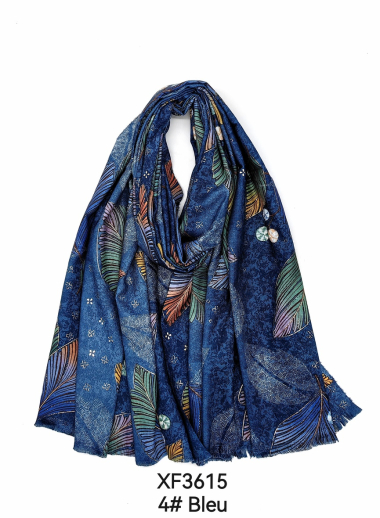 Wholesaler M&P Accessoires - Soft leaf print scarf with gilding