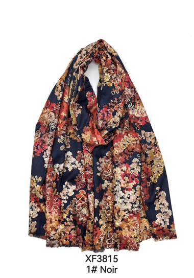 Großhändler M&P Accessoires - Weicher Schal mit Blumendruck und Vergoldung