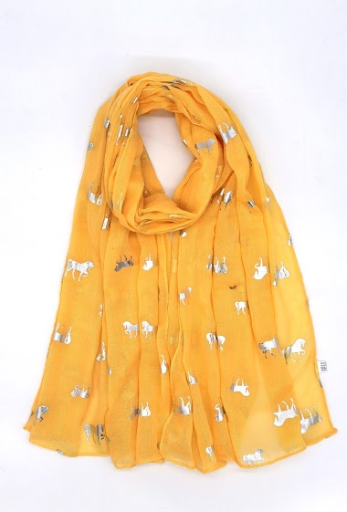 Großhändler M&P Accessoires - Shiny printed scarf with horses pattern