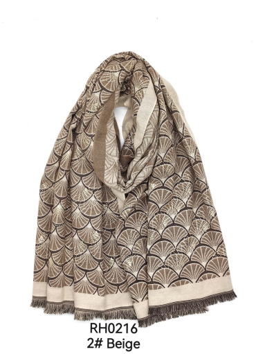 Wholesaler M&P Accessoires - Fan print scarf with gilding 185*65cm