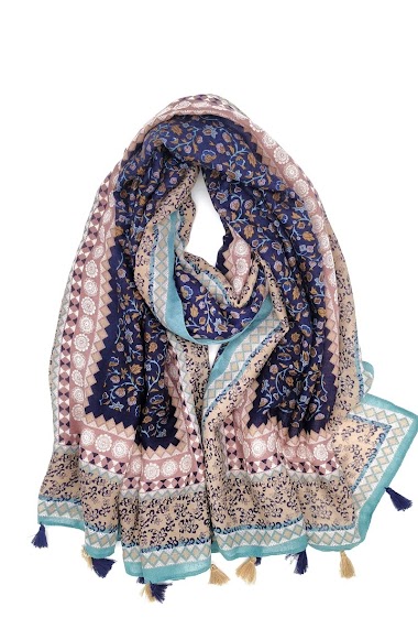 Wholesaler M&P Accessoires - Soft scarf with two-tone pompoms