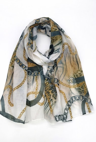Wholesaler M&P Accessoires - Animal print scarf and chains