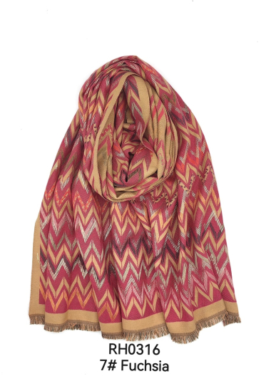 Wholesaler M&P Accessoires - Scarf printed with zigzag stripes with gilding 185*65cm