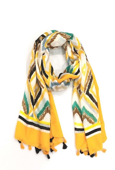 Wholesaler M&P Accessoires - Printed scarf with two-tone pompoms
