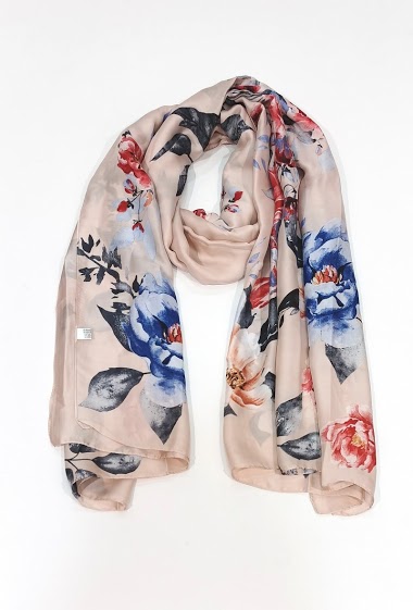 Grossiste M&P Accessoires - Foulard imprimé motif fleur à soie 180*90 CM