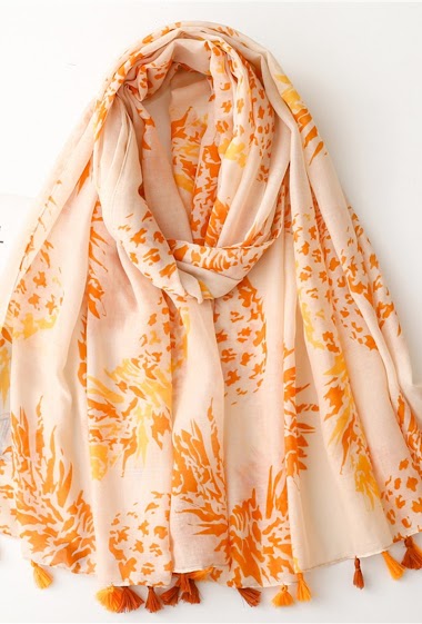 Wholesaler M&P Accessoires - Pineapple print scarf with pompoms