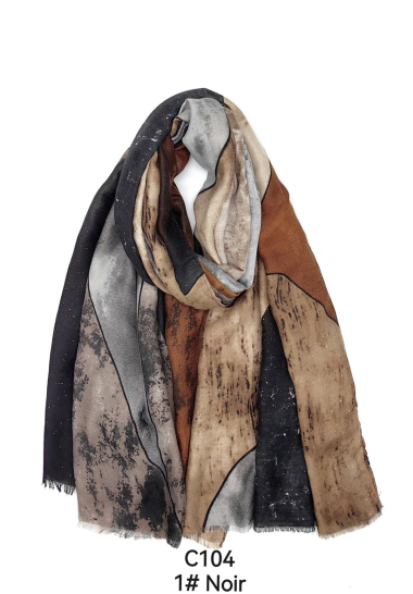 Wholesaler M&P Accessoires - Gradient block print scarf with sequins