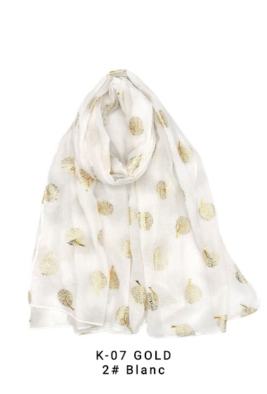 Wholesaler M&P Accessoires - Shiny golden printed scarf with tree of life pattern