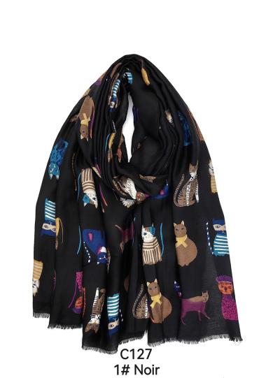 Großhändler M&P Accessoires - Schal mit Katzenmuster