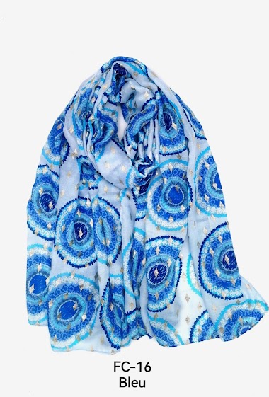 Wholesaler M&P Accessoires - Digital flower print scarf with gilding