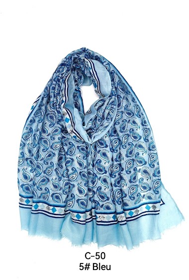 Wholesaler M&P Accessoires - Digitally printed scarf with golden paisley pattern