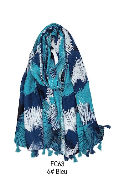 Wholesaler M&P Accessoires - Firework print scarf with pompoms