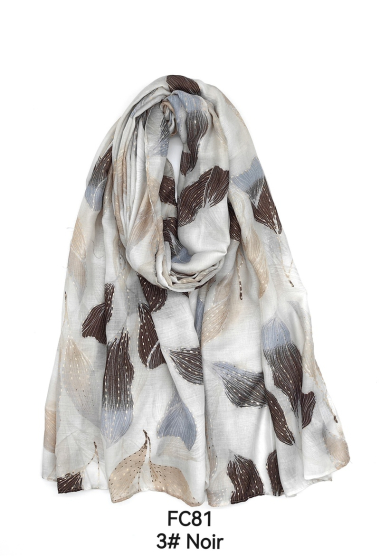Wholesaler M&P Accessoires - Ginkgo leaf print scarf with gilding