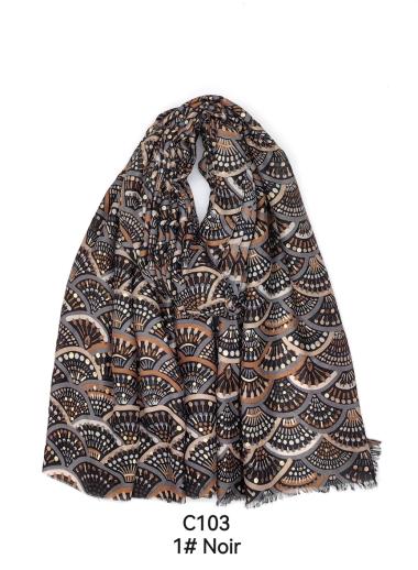 Wholesaler M&P Accessoires - Fan leaf print scarf with gilding
