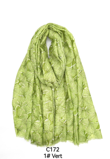 Wholesaler M&P Accessoires - Ginkgo leaf print scarf with gilding