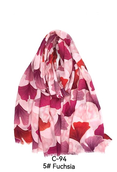 Großhändler M&P Accessoires - Leaf print scarf with gilding